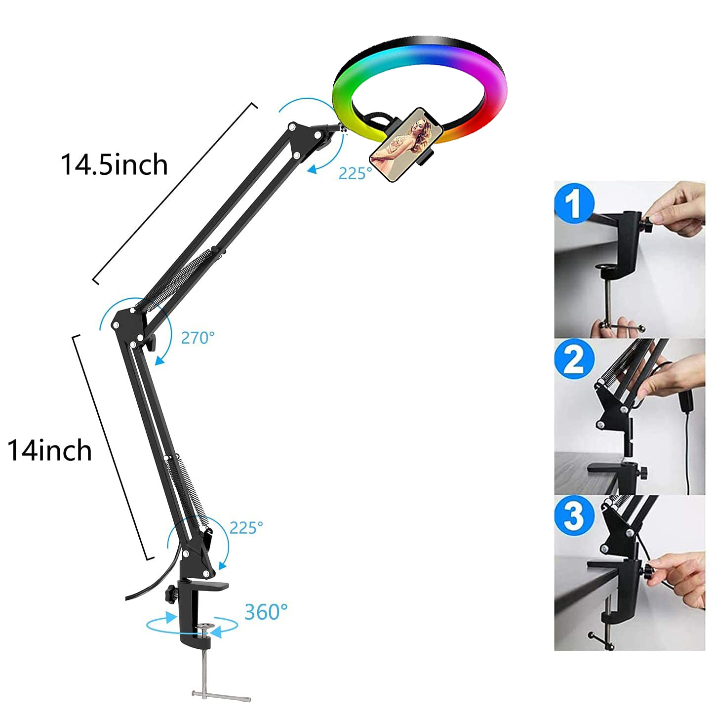 Anneau lumineux LED RGB pour s - Photography Youtube avis et prix