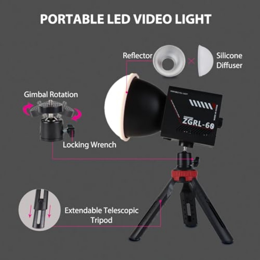 Lampe vidéo LED COB 60W portab - Photography Video avis et prix