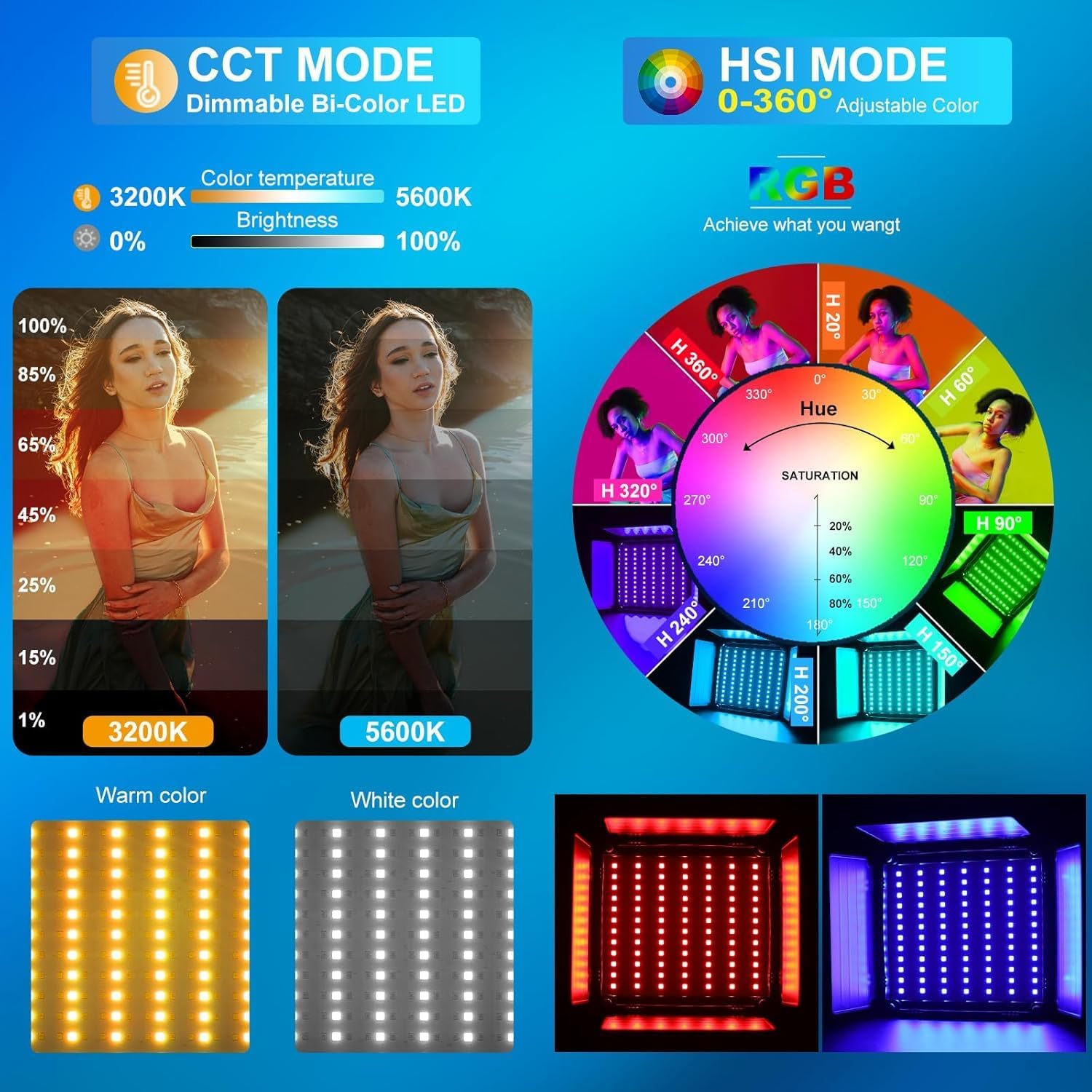 Kit d'éclairage vidéo LED RGB, - Photography Youtube avis et prix